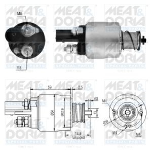 Bobină / solenoid electromotor pentru: AUDI A3, A4 B6, A6 C5, TT; SEAT ALTEA, ALTEA XL, CORDOBA, IBIZA III, IBIZA IV, IBIZA IV SC, LEON, TOLEDO III; SKODA FABIA I, FABIA II 1.4-3.6 12.99-