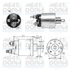 Bobină / solenoid electromotor (12V) pentru: ABARTH 124 SPIDER, 500 / 595 / 695, 500C / 595C / 695C, GRANDE PUNTO; ALFA ROMEO GIULIETTA, MITO; FIAT 124 SPIDER, 500, 500 C, 500L 0.9-1.4LPG 02.02-
