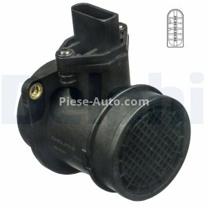 Debitmetru aer DELPHI (5 pini, modul) pentru: AUDI A3, A4 B5, A4 B6, A4 B7, A6 C5, TT; SEAT EXEO, EXEO ST, IBIZA III, LEON, TOLEDO II; SKODA OCTAVIA I, OCTAVIA II; VW BORA 1.4-2.5D 11.94-12.10 3