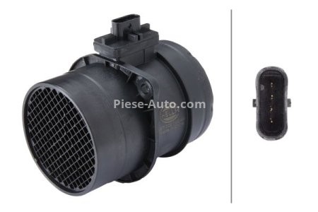 Debitmetru aer HELLA (4 pini, modul) pentru: AUDI A1, A3, A4 ALLROAD B8, A4 ALLROAD B9, A4 B8, A4 B9, A5, A6 C7, Q2, Q3, Q5, TT; SEAT ALHAMBRA, ALTEA, ALTEA XL, ATECA, EXEO, EXEO ST 2.0/2.0D/2.0DH 05.03-