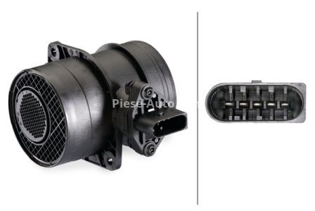 Debitmetru aer HELLA (5 pini, modul) pentru: AUDI A3, A4 B5, A4 B6, A4 B7, A6 C5, A6 C6; FORD GALAXY I; MITSUBISHI OUTLANDER II; SEAT ALHAMBRA, ALTEA, ALTEA XL, CORDOBA, IBIZA III, LEON 1.8-5.0D 11.94-