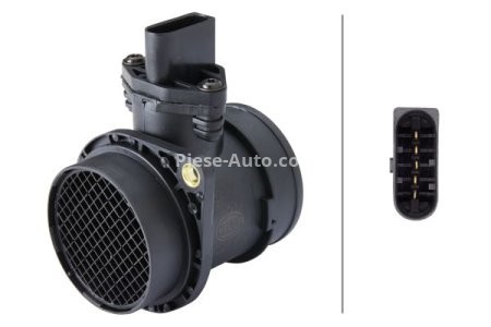 Debitmetru aer HELLA (5 pini, modul) pentru: AUDI A3, A4 B5, A4 B6, A6 C5, TT; BMW 3 (E46); SEAT ALHAMBRA, IBIZA III, LEON, TOLEDO II; SKODA FABIA I, FABIA I PRAKTIK, OCTAVIA I; VW BORA 1.4D-2.0 01.95-12.10