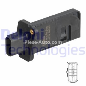 Debitmetru aer DELPHI (4 pini, cartus) pentru: FORD FOCUS IV, KUGA III, PUMA, TOURNEO CONNECT V408 NADWOZIE WIELKO, TRANSIT CONNECT, TRANSIT CONNECT V408/MINIVAN 1.5D 05.15-