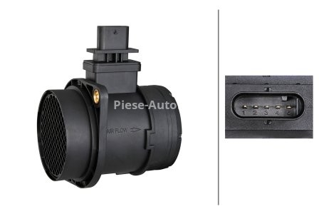 Debitmetru aer HELLA (5 pini, modul) pentru: HYUNDAI ACCENT III, ACCENT IV, ELANTRA IV, ELANTRA V, ELANTRA VI, GETZ, I10 I, I20 ACTIVE, I20 I, I20 II, I30, I40 I, I40 I CW, IX20, IX35, KONA 1.1D-1.7D 10.01-