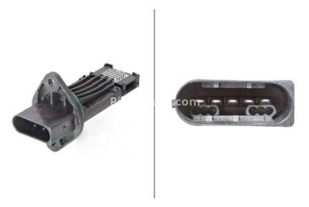 Debitmetru aer HELLA (5 pini, cartuș) pentru: MERCEDES C (CL203), C T-MODEL (S203), C (W203), CLK (C209), E T-MODEL (S210), E (VF210), E (W210), G (W461), G (W463), M (W163), M (W164) 2.1D-3.2D 06.95- 3