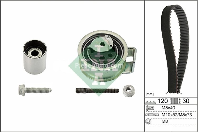 Kit distribuție INA (curea + role) pentru: AUDI A6 C5; FORD GALAXY I; SEAT ALHAMBRA, AROSA; VW BORA, BORA I, GOLF IV, LUPO I, PASSAT B5, POLO, SHARAN 1.4D/1.9D 03.95-03.10