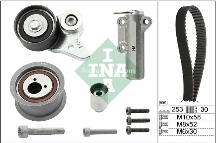 Kit distribuție INA (curea + role) pentru: AUDI A6 C5, A8 D2, A8 D3; VW PHAETON, TOUAREG 3.7/4.2 03.94-03.16