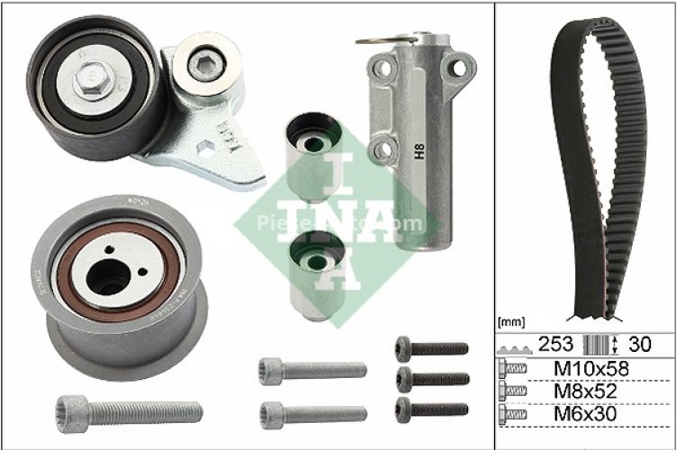 Kit distribuție INA (curea + role) pentru: AUDI A6 C5, A8 D2 3.7/4.2 11.98-01.05