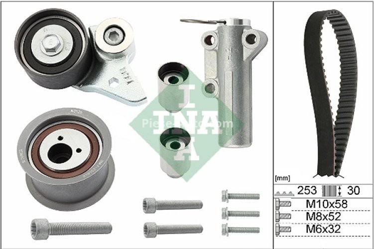 Kit distribuție INA (curea + role) pentru: AUDI A6 C5, A8 D2 3.7/4.2 11.98-01.05