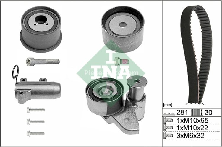 Kit distribuție INA (curea + role) pentru: AUDI A4 B6, A4 B7, A6 C5, A6 C6, A8 D3 3.0 11.00-07.06