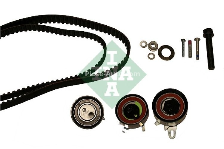 Kit distribuție INA (curea + role) pentru: AUDI A6 C4; VW LT 28-35 II, LT 28-46 II, TRANSPORTER T4 2.4D/2.5D 07.90-07.06
