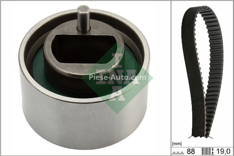 Kit distribuție INA (curea + role) pentru: AUDI A3; SEAT LEON, TOLEDO II; SKODA OCTAVIA I; SUZUKI ALTO VI, JIMNY, WAGON R+; VW BORA I 1.1/1.3/1.9D 09.96-