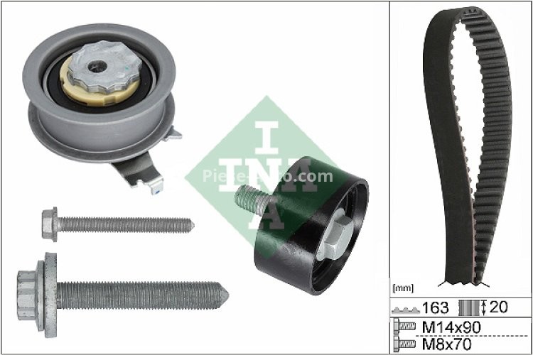 Kit distribuție INA (curea + role) pentru: AUDI A1, A1 ALLSTREET, A1 CITY CARVER, A3, A3 ALLSTREET, Q2, Q3; CUPRA LEON, LEON SPORTSTOURER; SEAT ARONA, ATECA, IBIZA V, LEON 1.0-1.6 04.11-