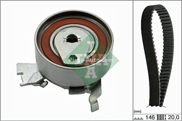 Kit distribuție INA (curea + role) pentru: CHEVROLET ASTRA, ZAFIRA; OPEL ASTRA F, ASTRA F/KOMBI, CALIBRA A, FRONTERA A SPORT, KADETT D, KADETT E, OMEGA A, OMEGA B 1.6/1.8/2.0 02.83-12.11