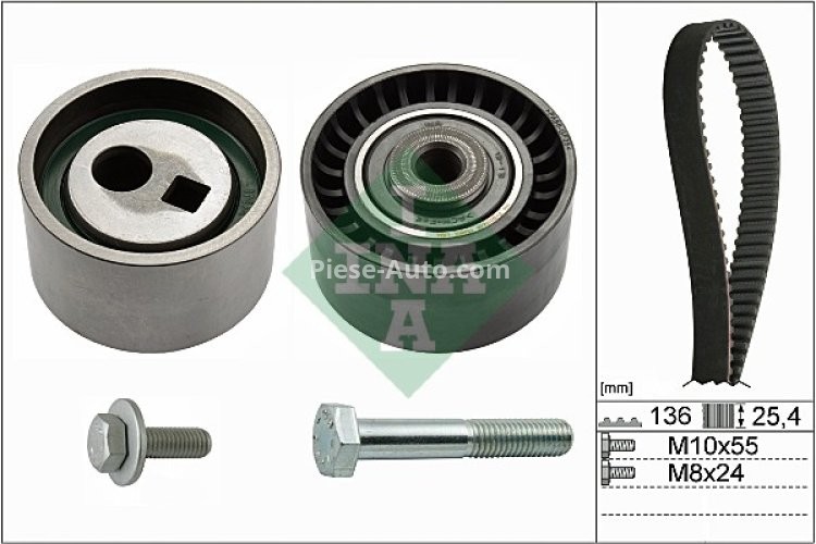 Kit distribuție INA (curea + role) pentru: CITROEN EVASION, XANTIA, XM, XSARA, ZX; FIAT ULYSSE; LANCIA ZETA; PEUGEOT 306, 406, 605, 806 1.8/2.0 05.94-03.05