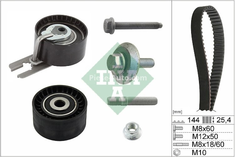 Kit distribuție INA (curea + role) pentru: CITROEN C1, C2, C2 ENTERPRISE, C3 I, C3 II, C3 PLURIEL, NEMO, NEMO/MINIVAN, XSARA; FORD FIESTA, FIESTA V, FIESTA VI, FUSION; MAZDA 2 1.4D 09.01-
