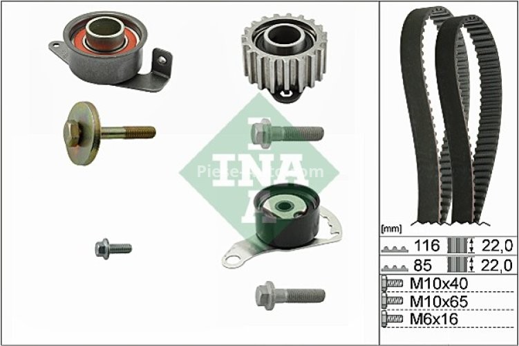 Kit distribuție INA (curea + role) pentru: FORD COURIER, ESCORT CLASSIC, ESCORT VI, ESCORT VI/KOMBI, FIESTA IV, FIESTA/HATCHBACK, FIESTA/MINIVAN, MONDEO II; MAZDA 121 III 1.8D 01.95-04.03