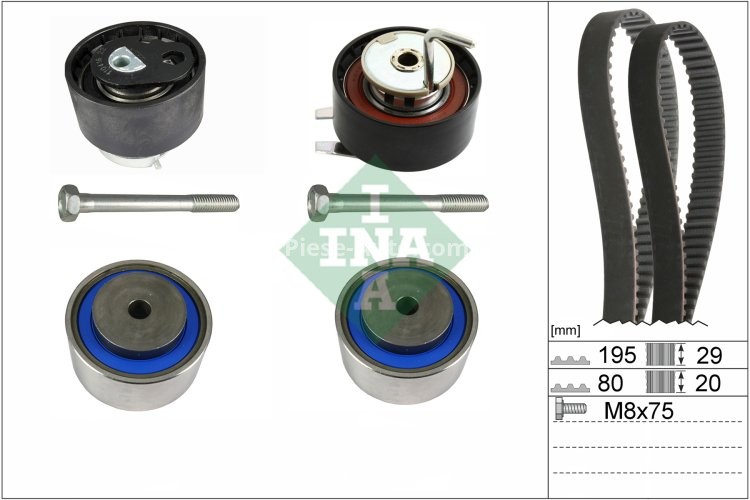 Kit distribuție INA (curea + role) pentru: CITROEN BX, C5 III, C6; JAGUAR XF I, XF SPORTBRAKE, XJ; LAND ROVER DISCOVERY IV, RANGE ROVER IV, RANGE ROVER SPORT I, RANGE ROVER SPORT II 1.9/3.0D/3.0DH 06.87-