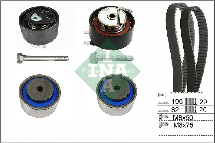 Kit distribuție INA (curea + role) pentru: LAND ROVER DISCOVERY III, DISCOVERY IV, RANGE ROVER SPORT I, RANGE ROVER SPORT II 2.7D/3.0D 07.04-12.18