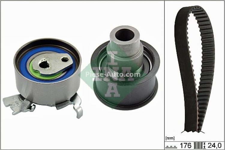 Kit distribuție INA (curea + role) pentru: OPEL ASTRA F, ASTRA F/KOMBI, ASTRA G, ASTRA G/KOMBI, KADETT E, KADETT E COMBO, KADETT E/KOMBI, VECTRA A 1.7D 08.88-04.05