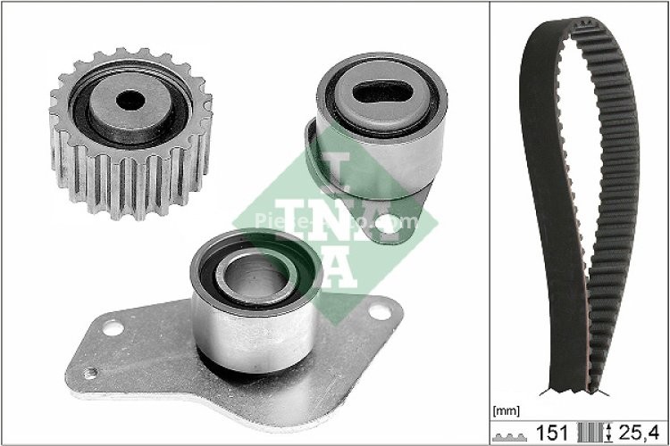 Kit distribuție INA (curea + role) pentru: RENAULT CLIO II, CLIO II/HATCHBACK, KANGOO, KANGOO EXPRESS, RAPID/MINIVAN, THALIA I 1.9D 09.94-