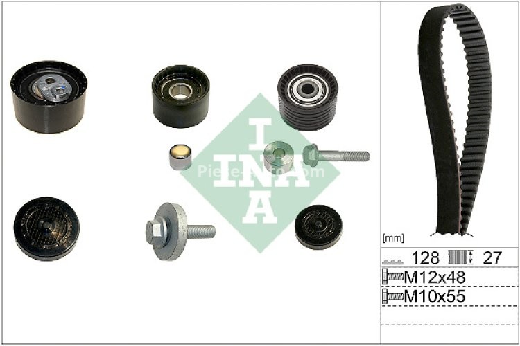 Kit distribuție INA (curea + role) pentru: RENAULT CLIO II, ESPACE III, LAGUNA I, MEGANE I, MEGANE I CLASSIC, MEGANE I COACH, SCENIC I 1.8/2.0 09.95-06.09