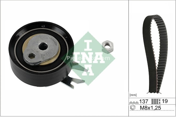 Kit distribuție INA (curea + role) pentru: SEAT CORDOBA, CORDOBA VARIO, IBIZA II, INCA; SKODA FELICIA I, FELICIA II, OCTAVIA I; VW CADDY II, CADDY II/MINIVAN, GOLF III 1.4/1.6 09.92-09.04