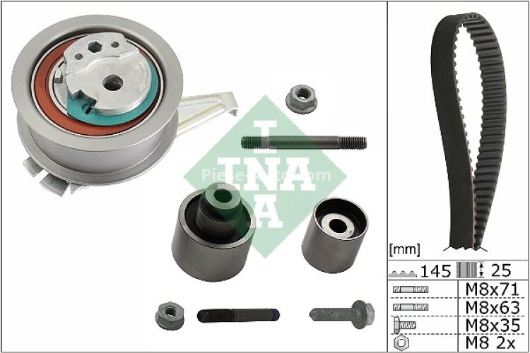 Kit distribuție INA (curea + role) pentru: SKODA KODIAQ, SCALA; VW ARTEON, PASSAT ALLTRACK B8, PASSAT B8, TIGUAN, TRANSPORTER T6, TRANSPORTER T6 / CARAVELLE T6 1.6D/2.0D 08.14-