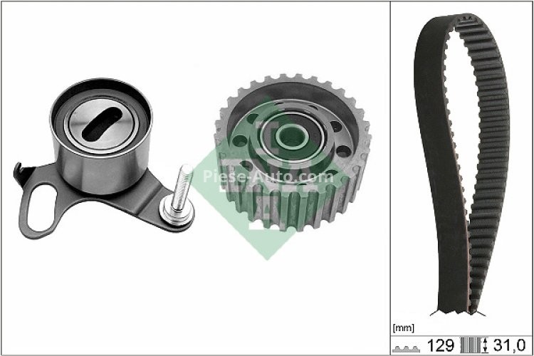 Kit distribuție INA (curea + role) pentru: TOYOTA DYNA, DYNA 150, HIACE IV, HILUX V, HILUX VI, LAND CRUISER, LAND CRUISER PRADO; VW TARO 2.4D/2.8D/3.0D 08.87-