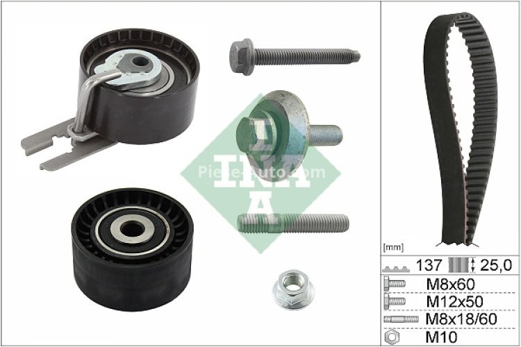 Kit distribuție INA (curea + role) pentru: VOLVO C30, S40 II, S80 II, V50, V70 III; CITROEN BERLINGO, BERLINGO MULTISPACE, BERLINGO/MINIVAN, C2, C3 I, C3 II, C3 PICASSO, C4 1.4D/1.6D 10.03-