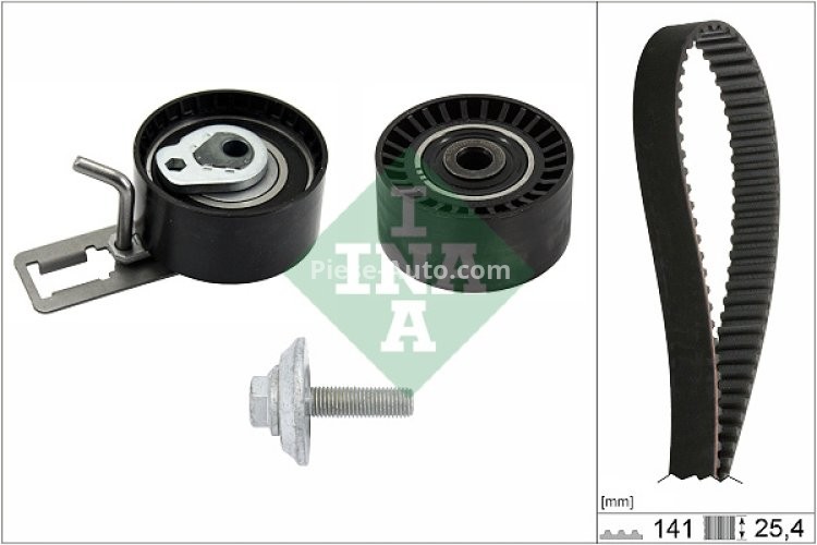 Kit distribuție INA (curea + role) pentru: VOLVO C30, S40 II, S60 II, S80 II, V40, V50, V60 I, V70 III; CITROEN BERLINGO, BERLINGO MULTISPACE, BERLINGO/MINIVAN, C3 II 1.4D/1.5D/1.6D 08.05-