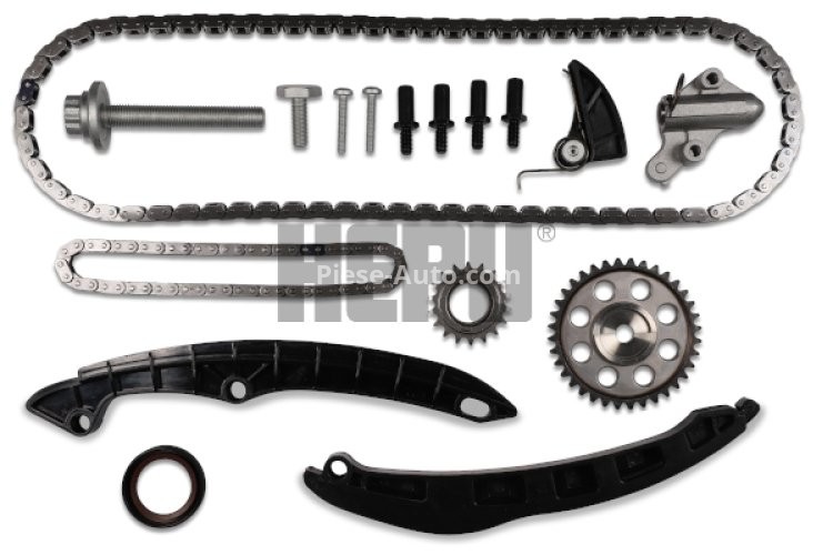 Kit lanț distribuție HEPU (lanț + pinioane) pentru: AUDI A3; SEAT ALTEA, ALTEA XL, CORDOBA, IBIZA III, IBIZA IV, IBIZA IV SC, LEON; SKODA FABIA II, OCTAVIA II, ROOMSTER, YETI; VW EOS 1.2LPG-1.6LPG 02.02-
