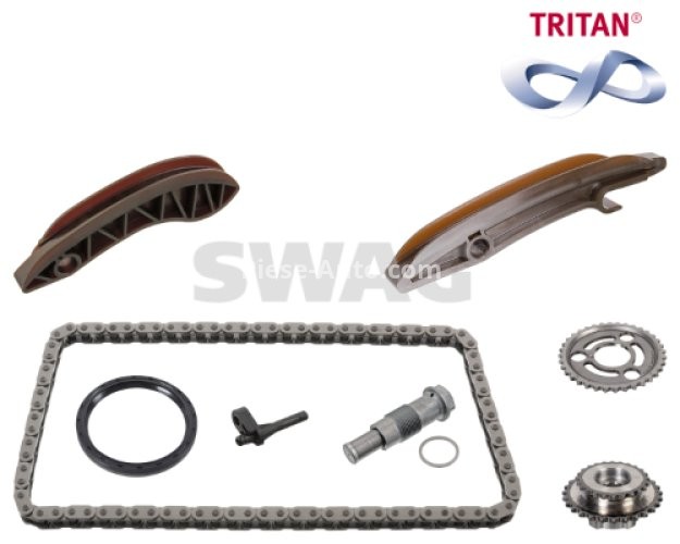 Kit lanț distribuție SWAG (lanț + pinioane) pentru: BMW 1 (F20), 1 (F21), 1 (F40), 2 (F45), 2 GRAN TOURER (F46), 3 (G20, G80, G28), 3 (G21), 3 (G21, G81), 7 (G11, G12), 8 (G14, F91), 8 (G15, F92) 1.5D/3.0D 10.13-