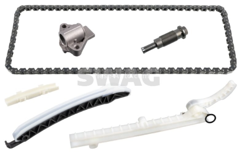 Kit lanț distribuție SWAG (lanț + elemente) pentru: MERCEDES A (W176), B SPORTS TOURER (W246, W242), C (W204), C (W205), CLA (C117), CLA SHOOTING BRAKE (X117), GLA (X156), GLC (X253) 1.6/2.0/2.0CNG 01.08-