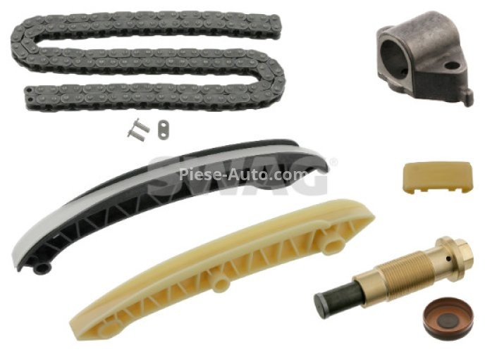 Kit lanț distribuție SWAG (lanț + elemente) pentru: MERCEDES C (CL203), C T-MODEL (S203), C T-MODEL (S204), C (W203), C (W204), CLC (CL203), CLK (A209), CLK (C209), E T-MODEL (S211), E (W211) 1.6-1.8LPG 05.02-