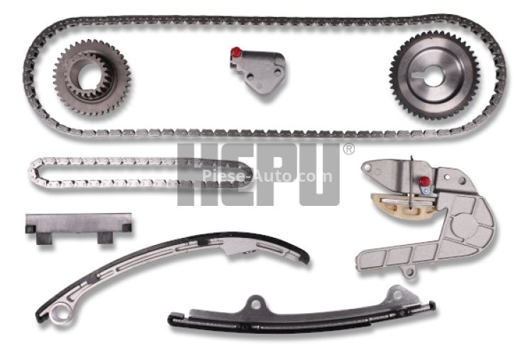Kit lanț distribuție HEPU (lanț + pinioane) pentru: NISSAN X-TRAIL I, X-TRAIL II 2.5 09.02-11.13