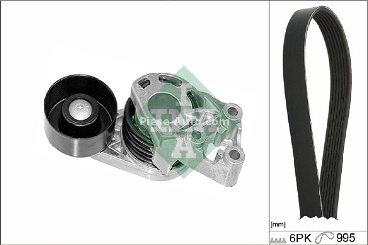 Set curea transmisie INA - cu role , întinzător -pentru: AUDI A2; SEAT CORDOBA, IBIZA III; SKODA FABIA I, FABIA I PRAKTIK, FABIA II, ROOMSTER, ROOMSTER PRAKTIK; VW FOX, LUPO I, POLO, POLO IV 1.2D/1.4D 07.99-03.10