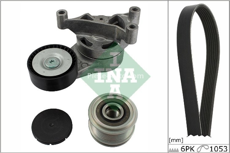 Set curea transmisie INA - cu role , întinzător - pentru: AUDI A1, A3, TT; SEAT ALHAMBRA, ALTEA, ALTEA XL, LEON, TOLEDO II, TOLEDO III; SKODA OCTAVIA I, OCTAVIA II; VW BORA, BORA I, CADDY III 1.4-2.0LPG 09.95-