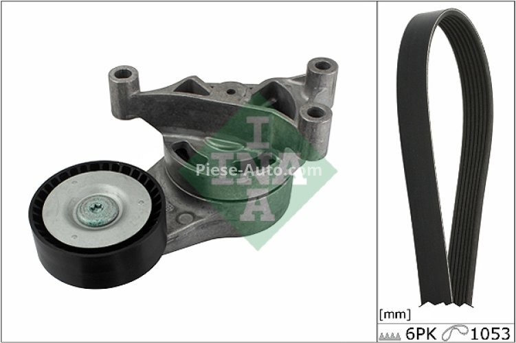 Set curea transmisie INA - cu role , întinzător - pentru: AUDI A1, A3, TT; SEAT ALTEA, ALTEA XL, LEON, TOLEDO III; SKODA OCTAVIA II; VW EOS, GOLF V, GOLF VI, JETTA III, JETTA IV, PASSAT B6, SCIROCCO III 2.0 09.04-12.17