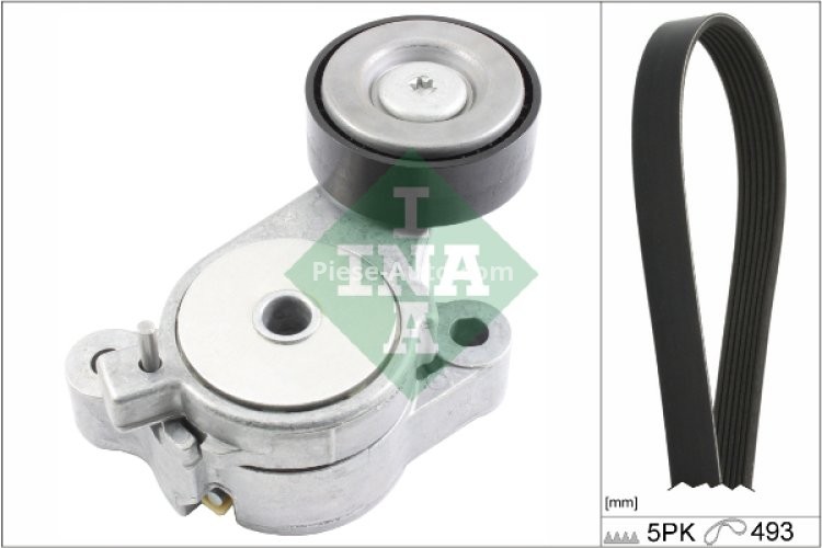 Set curea transmisie INA - cu role , întinzător - pentru: AUDI A1; SEAT ALHAMBRA, IBIZA IV, IBIZA IV SC, IBIZA IV ST; SKODA FABIA II; VW BEETLE, CC B7, EOS, GOLF PLUS V, GOLF V, GOLF VI, JETTA III 1.4/1.4CNG 11.05-