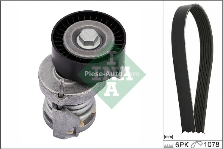 Set curea transmisie INA - cu role , întinzător - pentru: AUDI A2; SEAT CORDOBA, IBIZA III, IBIZA IV, IBIZA IV SC, IBIZA IV ST, LEON, TOLEDO II; SKODA FABIA I, FABIA II, FELICIA I, FELICIA II 1.4/1.4LPG/1.6 08.95-05.15