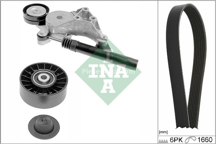 Set curea transmisie INA - cu role , întinzător - pentru: AUDI A3; SEAT INCA, LEON, TOLEDO II; SKODA OCTAVIA I; VW BORA, BORA I, GOLF IV, NEW BEETLE, POLO, POLO III CLASSIC 1.9D 09.96-03.10