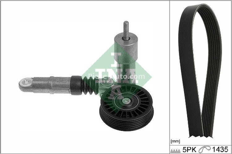 Set curea transmisie INA - cu role , întinzător - pentru: AUDI A4 B5, A4 B6, A6 C5; SKODA SUPERB I; VW BORA, BORA I, GOLF IV, PASSAT B5, PASSAT B5.5 1.9D/2.0D 08.98-03.08