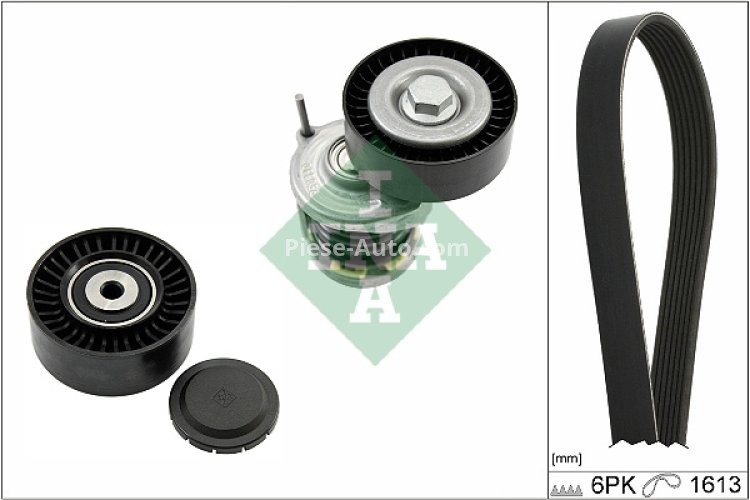 Set curea transmisie INA - cu role , întinzător - pentru: AUDI A4 B6, A4 B7; VW CRAFTER 30-35, CRAFTER 30-50 1.9D/2.0D 11.00-12.16