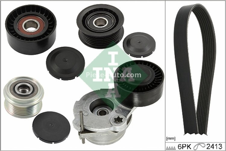 Set curea transmisie INA - cu role , întinzător - pentru: AUDI A4 ALLROAD B8, A4 B8, A5, A6 ALLROAD C7, A6 C7, A7, Q5; PORSCHE MACAN 3.0D 10.10-09.18