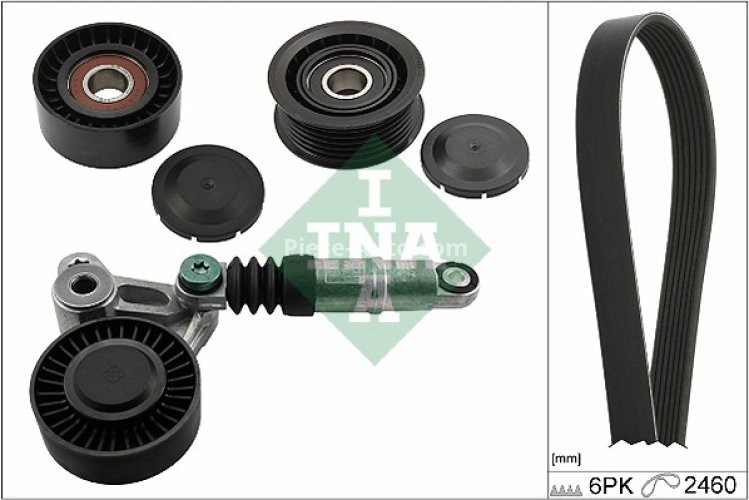 Set curea transmisie INA - cu role , întinzător - pentru: AUDI A4 B7, A4 B8, A5, A6 ALLROAD C6, A6 C6, A8 D3 2.7D/3.0D 08.03-03.12