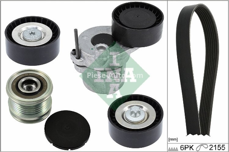 Set curea transmisie INA - cu role , întinzător - pentru: MERCEDES C (C204), C T-MODEL (S204), C (W204), CLS (C218), CLS SHOOTING BRAKE (X218), E (A207), E (C207), E T-MODEL (S212), E (W212), GLK (X204) 2.2D 08.08-