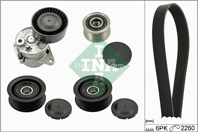 Set curea transmisie INA - cu role , întinzător - pentru: MERCEDES C (CL203), C T-MODEL (S203), C T-MODEL (S204), C (W203), C (W204), CLC (CL203), CLK (C209), E T-MODEL (S211), E (W211) 2.1D/2.2D 03.01-06.11