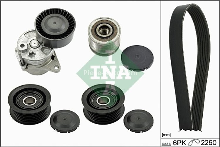 Set curea transmisie INA - cu role , întinzător - pentru: MERCEDES SPRINTER 3,5-T (B906), SPRINTER 3-T (B906), SPRINTER 5-T (B906), VIANO (W639), VITO / MIXTO (W639), VITO (W639) 2.0D/2.1D/2.2D 09.03-