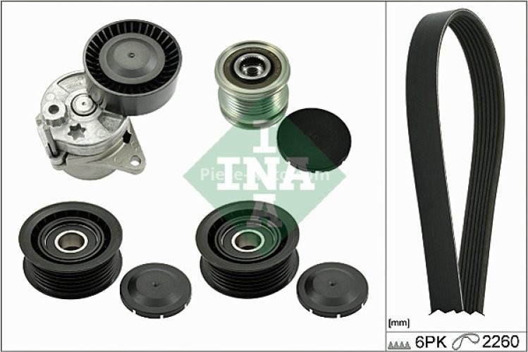 Set curea transmisie INA - cu role , întinzător - pentru: MERCEDES SPRINTER 3,5-T (B906), SPRINTER 3-T (B906), SPRINTER 5-T (B906), VIANO (W639), VITO / MIXTO (W639), VITO (W639) 2.0D/2.1D/2.2D 09.03-
